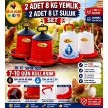 Kanatlı Malzemeleri 2 Adet 8 kg Yemlik + 2 Adet 8 Lt Suluk Seti 10-15 Tavuk Için 7-10 Gün Kullanım