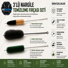 3'lü Nargile Temizleme Fırçası Seti | Şişe, Duman Borusu ve Hortum Temizlik Fırçaları
