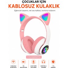 Ayers Çocuklar Için Kablosuz Bluetooth Kedi Kulaklıklı Kulaklık – Rgb Işıklı, Hd Ses Kalitesi, Tf Kart ve Aux Destekli, Uzun Pil Ömürlü Kulak Üstü Kulaklık
