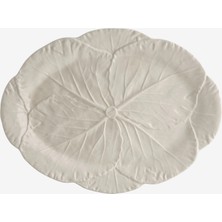 Bordallo Pinheiro Cabbage Beyaz Seramik Servis Tabağı 43 cm