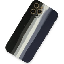 Evimdeyokyok Apple Iphone 12 Pro Max Kılıf Ebruli Lansman Silikon - Siyah-Lacivert