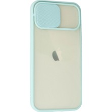Evimdeyokyok Apple Iphone 12 Kılıf Palm Buzlu Kamera Sürgülü Silikon - Turkuaz