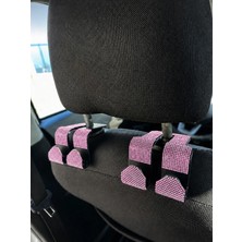 Işıltı Design Araç Içi Koltuk Arkası Askılık Toz Pembe Taşlı Organizer Askılık