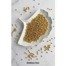 Hobi Dünyası Evim 5 mm 50 Gram Deliksiz Inci Boncuk Gold Plastik Epoksi Cam Şişe Tasarımı Yüzen Mum Dekorları Kumaşa Sabitleme Takı ve Aksesuar Süsleme Malzemesi