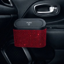 Işıltı Design Kadınlara Özel Araç Içi Kırmızı Kristal Taşlı Organizer Kutu