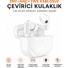 Ayers Aı Çeviri Destekli Kablosuz Kulaklık, Anc + Enc + Tws Bluetooth 6.0 Kulak Içi Earbuds, Ipx4, Oyun Modu, Müzik Modu, Çift Mikrofon, Usb-C Şarj, Dokunmatik Kontrol, Siri ve Google Asistan Destekli