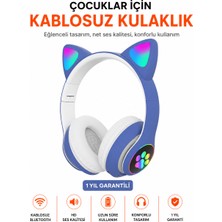 Ayers Çocuklar Için Kablosuz Bluetooth Kedi Kulaklıklı Kulaklık – Rgb Işıklı, Hd Ses Kalitesi, Tf Kart ve Aux Destekli, Uzun Pil Ömürlü Kulak Üstü Kulaklık