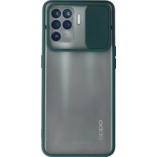 Evimdeyokyok Oppo Reno 5 Lite Kılıf Palm Buzlu Kamera Sürgülü Silikon - Yeşil