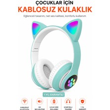 Ayers Çocuklar Için Kablosuz Bluetooth Kedi Kulaklıklı Kulaklık – Rgb Işıklı, Hd Ses Kalitesi, Tf Kart ve Aux Destekli, Uzun Pil Ömürlü Kulak Üstü Kulaklık