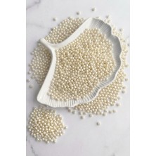 Hobi Dünyası Evim 4 mm 50 Gram Krem Inci Boncuk Takı ve Aksesuar Süsleme Charm Amigurumi Çiçek Yapımı Nikah Malzemesi Tekstil Süsleme El Işi Malzemesi