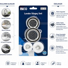 Miosse 4'lü Lavabo Süzgeç ve Tıpa Seti – 2 Adet Metal Süzgeç ve 2 Adet Plastik Tıpa