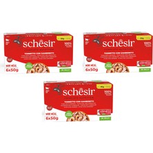 Schesir Ton ve Karidesli Tam ve Dengeli Jöleli Multipack Kedi Konservesi 6 x 50 Gr. 3 Lü Paket