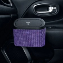 Işıltı Design Kadınlara Özel Araç Içi Mor Lila Kristal Taşlı Organizer Kutu