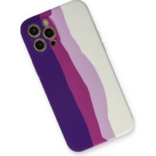 Evimdeyokyok Apple Iphone 12 Pro Max Kılıf Ebruli Lansman Silikon - Mor-Beyaz