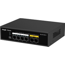 Ruijie Ruıjıe Reyee RG-ES106F-P 4 Port 10/100 + 2 Port 10/100 Uplınk 54W 250 Metre Poe Metal Kasa Swıtch