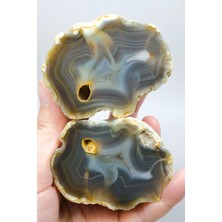 Healcrystal Smoky Gri, Bal Amber ve Krem Beyaz Bantlı Akik