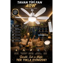 Abstrax Tech Kumandalı Tavan Vantilatörü 40W Led Aydınlatmalı 3 Kademeli Hız 3 Renk Işık Uzaktan Kumandalı