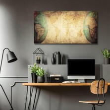 Panoramik Kanvas Tablo Çizgisel Dünya Haritası, 120 x 60