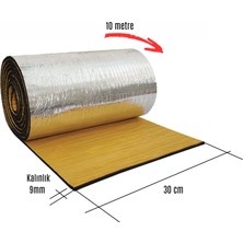 Evimdeyokyok Kauçuk Bant Oto Ses Yalıtımı 9mm Alüminyum Folyolu 30 cm x 10 Metre