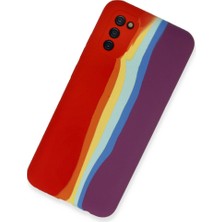 Evimdeyokyok Samsung Galaxy A03S Kılıf Ebruli Lansman Silikon - Kırmızı-Mor