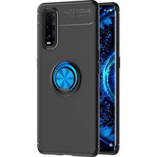 Evimdeyokyok Oppo Find X2 Kılıf Range Yüzüklü Silikon - Siyah-Mavi