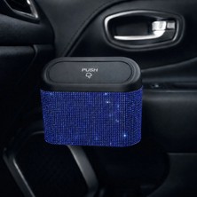 Işıltı Design Kadınlara Özel Araç Içi Saks Mavisi Kristal Taşlı Organizer Kutu