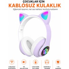 Ayers Çocuklar Için Kablosuz Bluetooth Kedi Kulaklıklı Kulaklık – Rgb Işıklı, Hd Ses Kalitesi, Tf Kart ve Aux Destekli, Uzun Pil Ömürlü Kulak Üstü Kulaklık