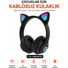 Ayers Çocuklar Için Kablosuz Bluetooth Kedi Kulaklıklı Kulaklık – Rgb Işıklı, Hd Ses Kalitesi, Tf Kart ve Aux Destekli, Uzun Pil Ömürlü Kulak Üstü Kulaklık