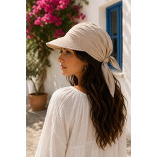 Wearflawless Kadın Safari Bağlamalı Siperli Bandana Şapka, Yazlık Güneşlik Şapka Plaj Deniz Vizör Şapka