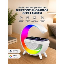 Google Dijital Kablosuz Şarj Özellikli Bluetooth Hoparlör Gece Lambası