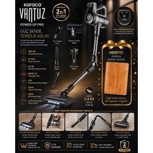 Karaca Şarjlı Dik Süpürge Power Up Pro LED Işıklı Başlık Mini Turbo Başlık Güçlü Motor
