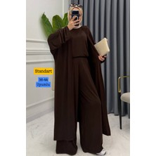 Balenbi Kadın Penye Uzun Hırka Bluz Geniş Paça Pantolon Abaya Takım 1217