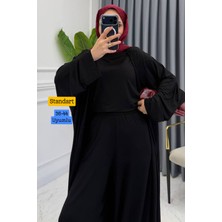 Balenbi Kadın Penye Uzun Hırka Bluz Geniş Paça Pantolon Abaya Takım 1217