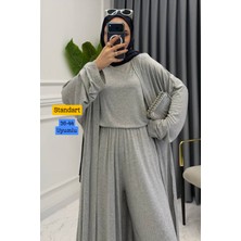 Balenbi Kadın Penye Uzun Hırka Bluz Geniş Paça Pantolon Abaya Takım 1217