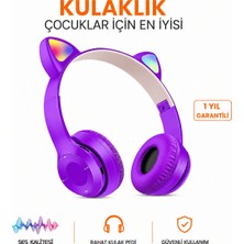 Ayers Çocuklar Için Kablosuz Bluetooth Kedi Kulaklıklı Kulaklık – Rgb Işıklı, Hd Ses Kalitesi, Tf Kart ve Aux Destekli, Uzun Pil Ömürlü Kulak Üstü Kulaklık