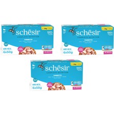 Schesir Ton Balıklı Tam ve Dengeli Broth Multipack Kedi Konservesi 6 x 50 Gr. 3 Lü Paket
