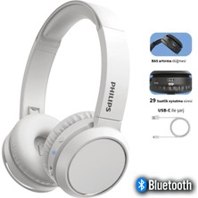 Philips Mikrofonlu Bluetooth 5.0 Kulak Üstü Kulaklık 29 Saat Pil Hızlı Şarj Katlanabilir Güçlü Bas Hafif Gövde Günlük Ofis Beyaz TAH4205WT