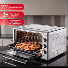 Şamdan 60 Lt. Çift Camlı Turbo Iç Aydınlatmalı Zaman ve Isı Ayarlı Mini/midi Fırın