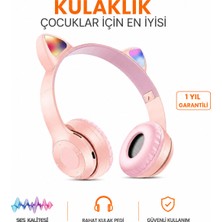 Ayers Çocuklar Için Kablosuz Bluetooth Kedi Kulaklıklı Kulaklık – Rgb Işıklı, Hd Ses Kalitesi, Tf Kart ve Aux Destekli, Uzun Pil Ömürlü Kulak Üstü Kulaklık