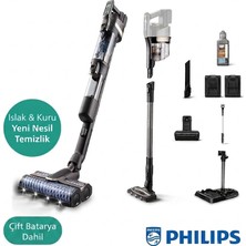 Philips Aquatrio 9000 Serisi Çift Bataryalı 80 Dk'ya Kadar Kullanım Islak Kuru Moplu Şarjlı Dik Süpürge