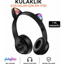 Ayers Çocuklar Için Kablosuz Bluetooth Kedi Kulaklıklı Kulaklık – Rgb Işıklı, Hd Ses Kalitesi, Tf Kart ve Aux Destekli, Uzun Pil Ömürlü Kulak Üstü Kulaklık