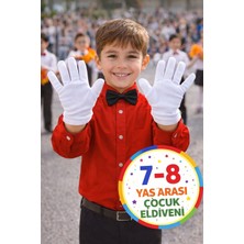 Toyfest 23 Nisan 7-8 Yaş Beyaz Likralı Çocuk Bando Gösteri Pandomim Eldiveni 1 Çift Esnek Polyester
