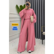 Balenbi Kadın Penye Uzun Hırka Bluz Geniş Paça Pantolon Abaya Takım 1217