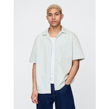 Gap Erkek Beyaz Denim Çizgili Gömlek