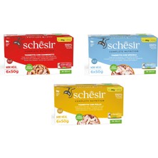 Schesir 3 Çeşit Karma Tam ve Dengeli Jöleli Multipack Kedi Konservesi 6 x 50 Gr. 3 Lü Paket