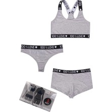 Sebatingo Kadın Büstiyer-Şort-Tanga 3'lü Set 95000-5