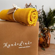 Mundo Lindo Çift Katlı Müslin Battaniye Geniş En 100 x 120 cm Müslin Örtü Hardal