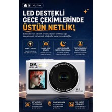 ROBEVE 5K Ultra HD Dijital Fotoğraf Makinesi 80MP Çift Ekranlı 18X Dijital Zoom Özellikli Siyah