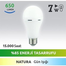 Nextled YE-E27E-7WN 7 Watt 650 Lümen Günışığı Şarjlı LED Ampül
