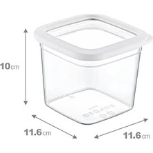 Data Store 6'lı Set Skali Kare Saklama Kabı Beyaz 740 ml